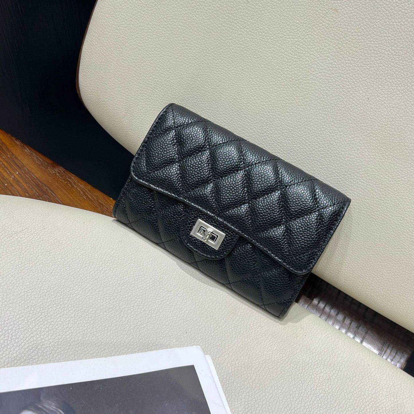 Women's Style Mid-length Leather Rhombus Large Capacity Ladies Wallets