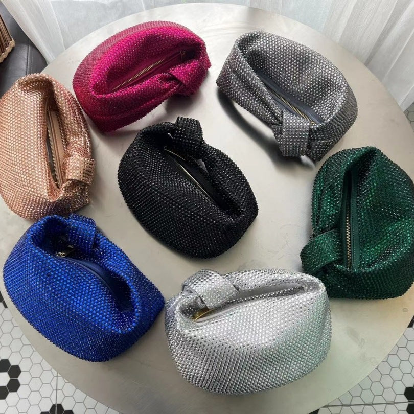 Women's Knotted Crystal Stylish Good Texture Portable Handbags