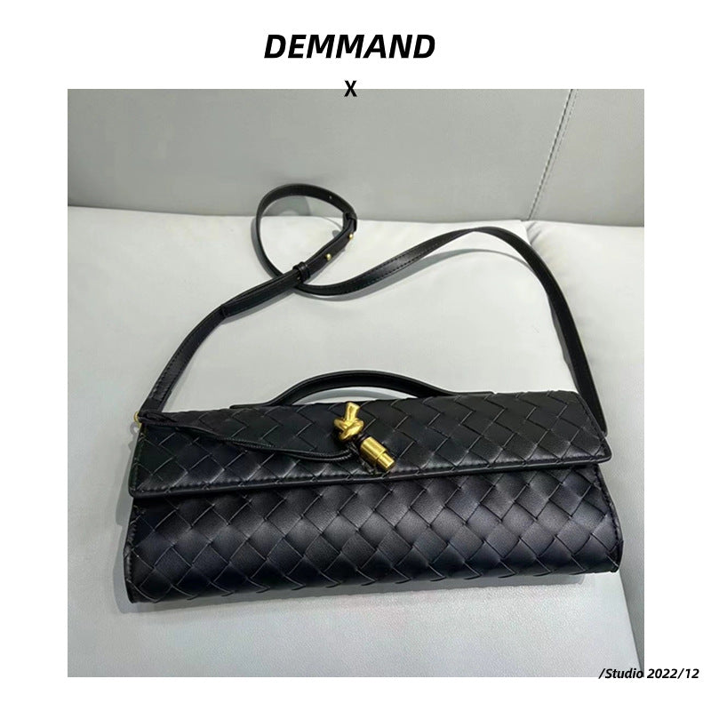 Woven Dinner Cowhide High-grade Horizontal Elegant Shoulder Bags