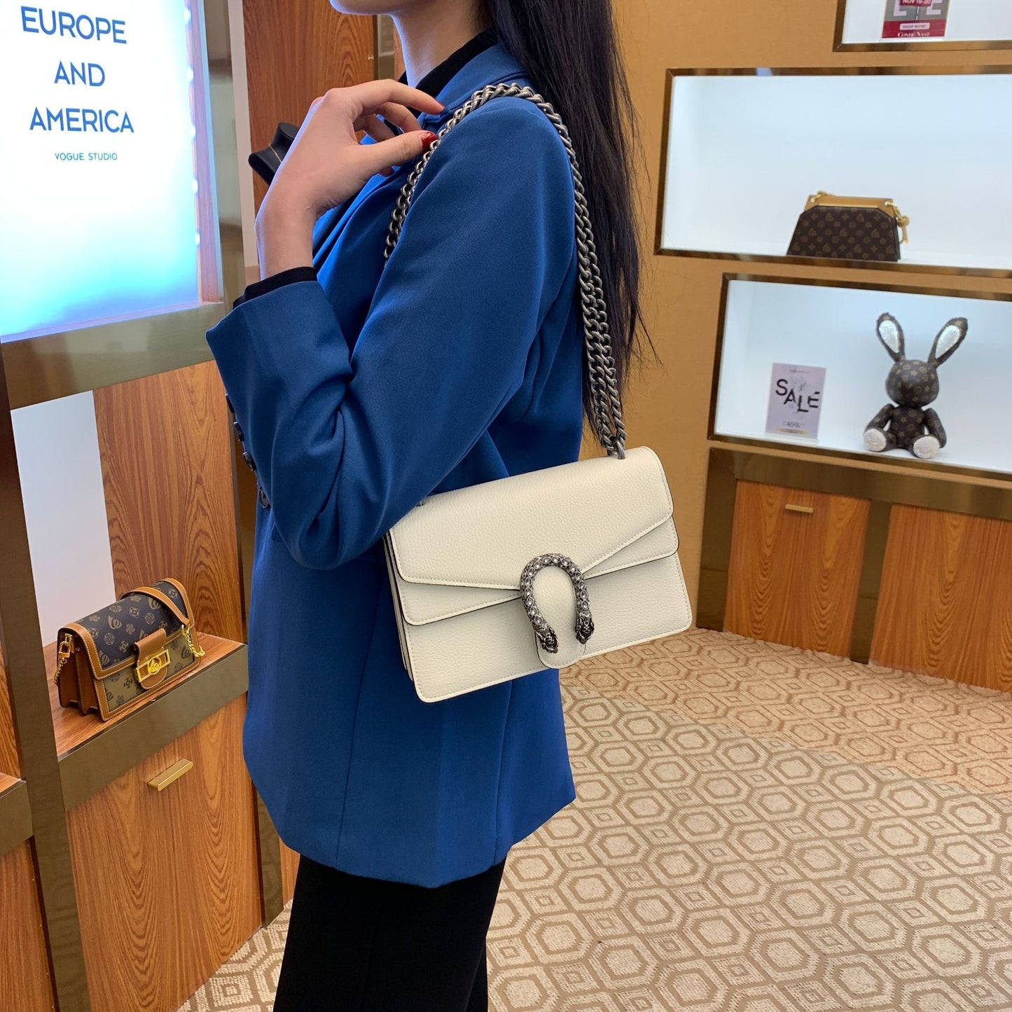Women's Genuine Leather Dionysian Chain Design Underarm Arm Bags