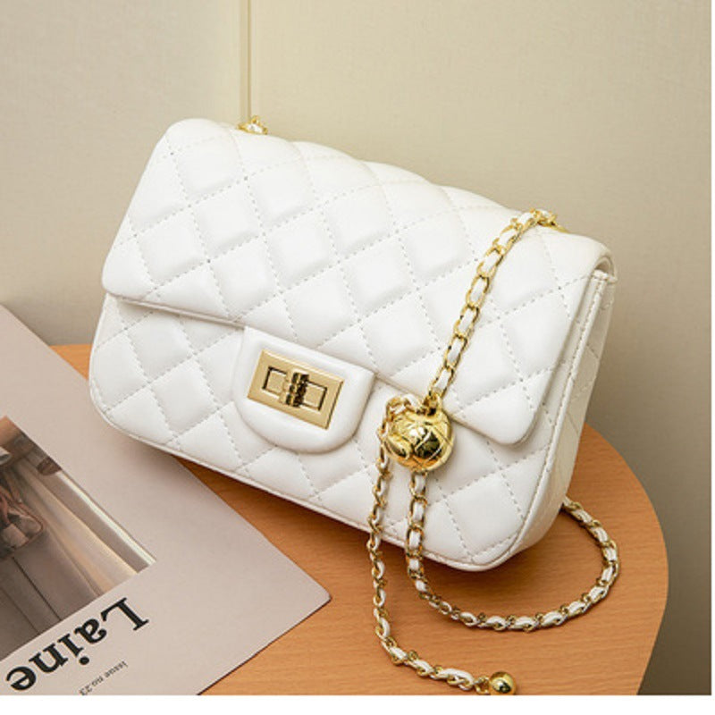 Women's Genuine Leather Diamond Pattern Chain Classic Crossbody Bags