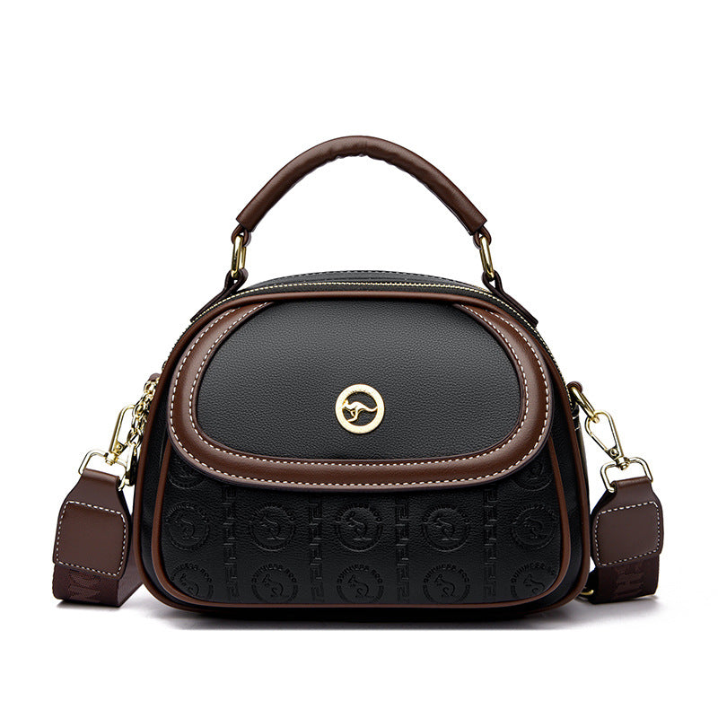 Women's Cattlehide Leather Fashion Trendy Wide Strap Handbags