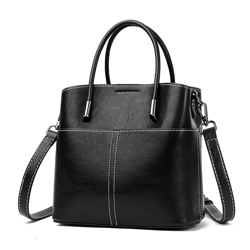 Women's Oil Wax Leather Niche Senior Large Handbags