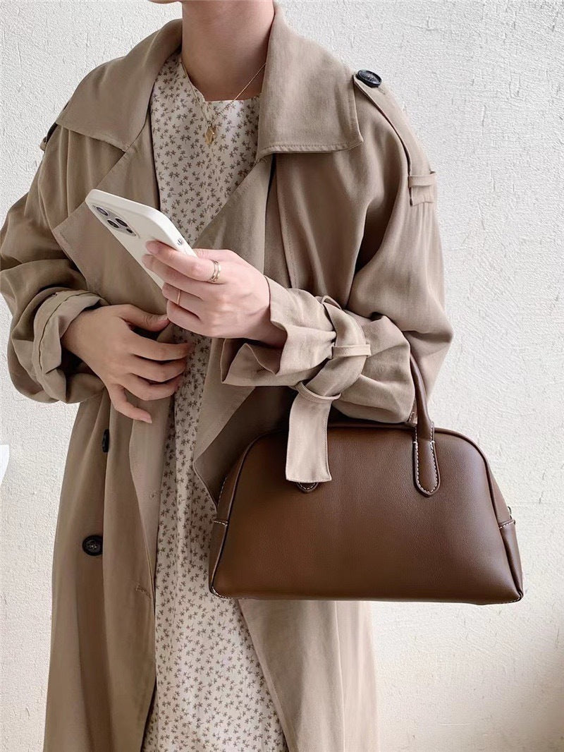 Women's Capacity Of Genuine Leather Portable Boston Crossbody Bags
