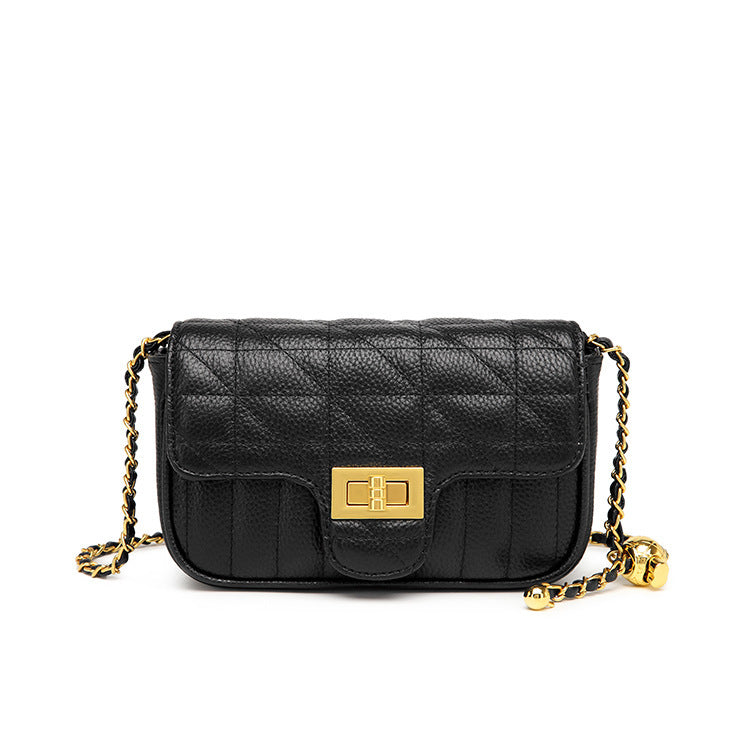 Genuine Leather Chain Diamond Style Texture Crossbody Bags
