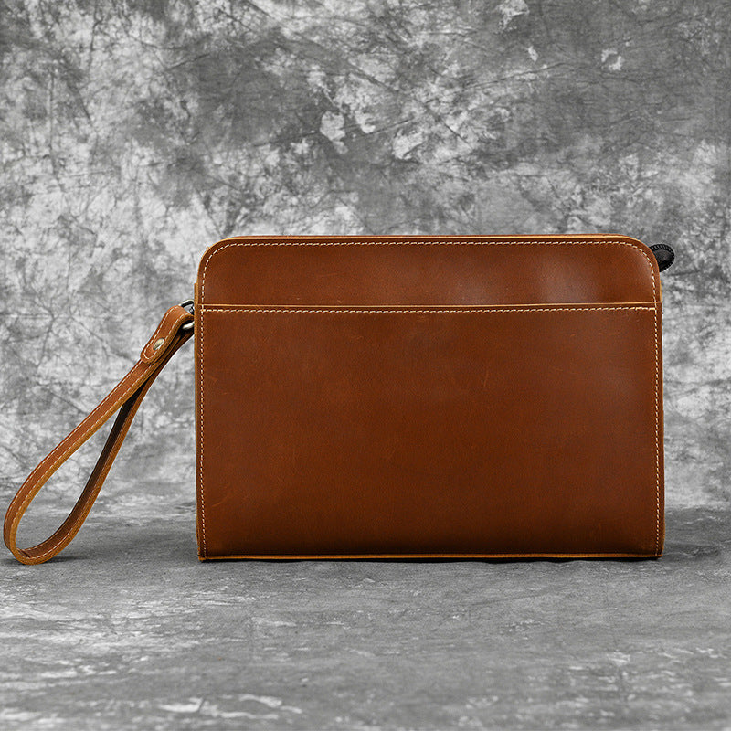 Men's Clutch Crazy Horse Leather Vintage First Layer Kraft Men's Wallets