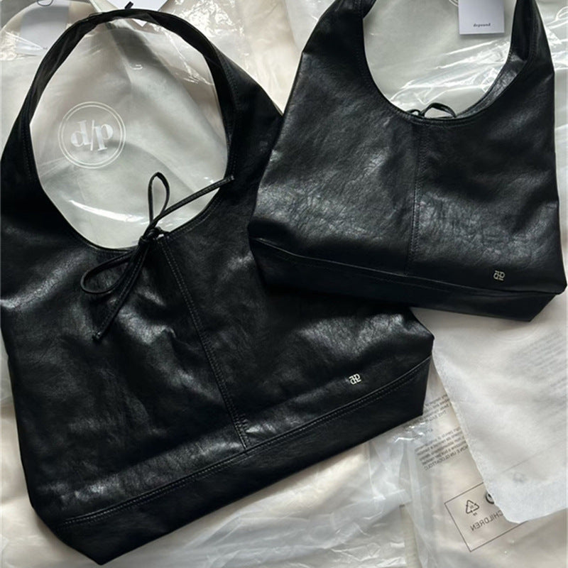 Women's Niche Bowknot Genuine Leather Idle Style Armpit Bags