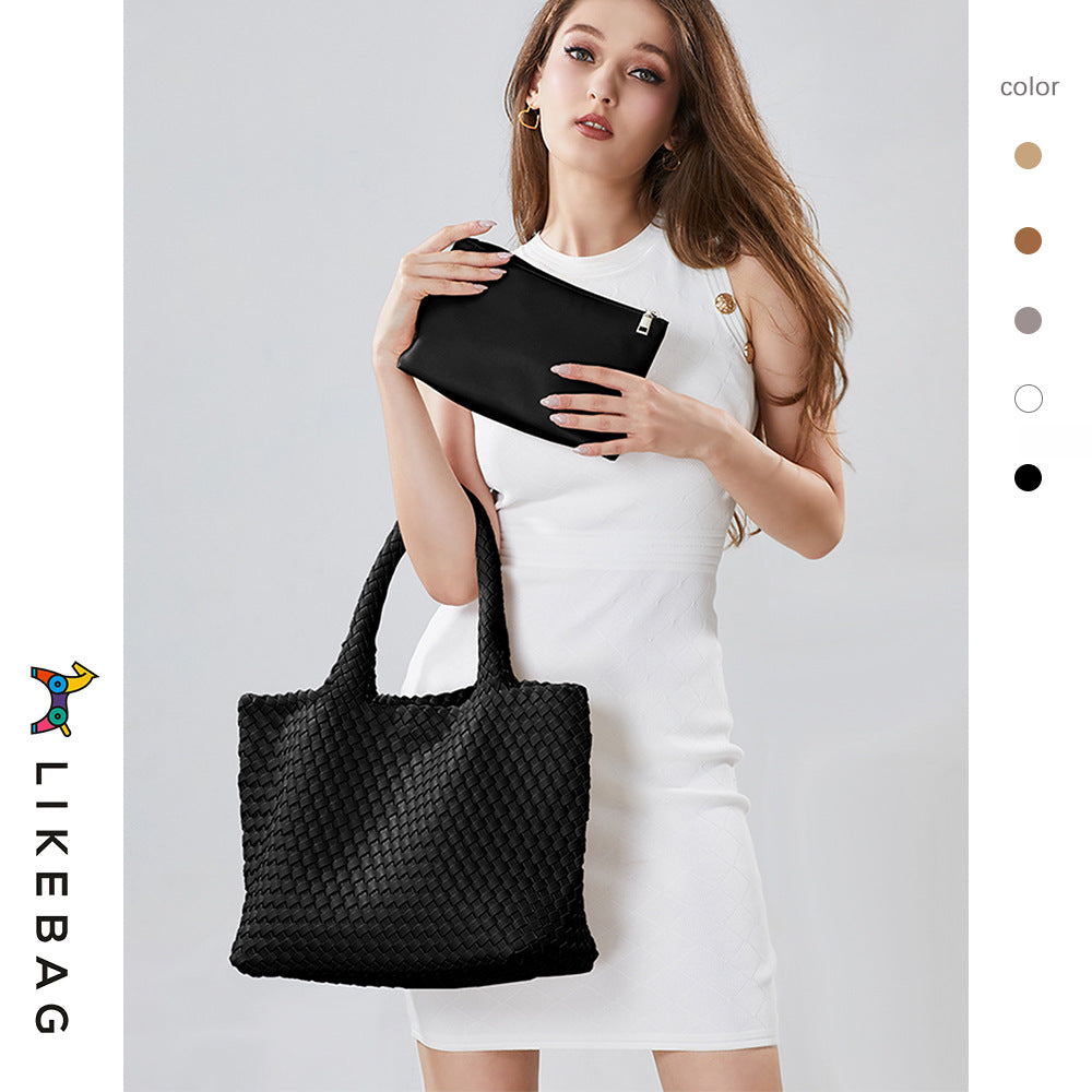 Women's Woven Letter Oversized Large Portable Simple Bags
