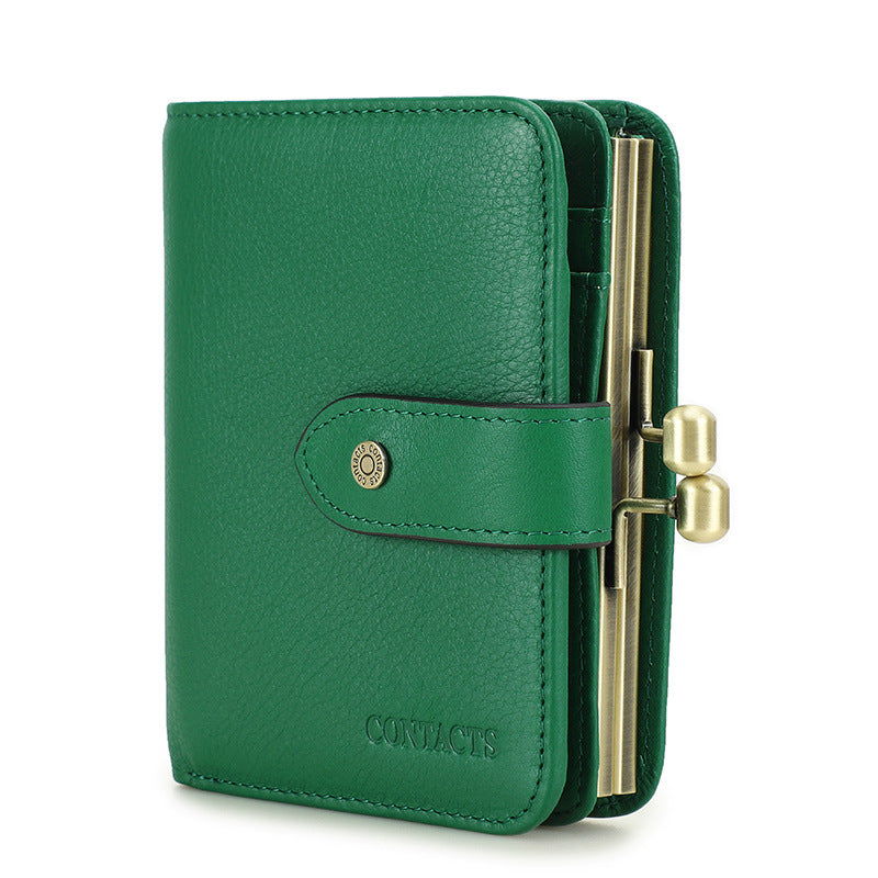Women's Swiping First Layer Milled Cowhide Multifunctional Ladies Wallets