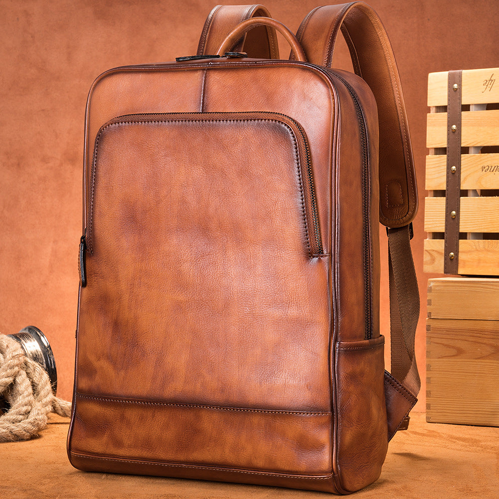 Men's Business Genuine Leather Computer First Layer Cowhide Large Backpacks