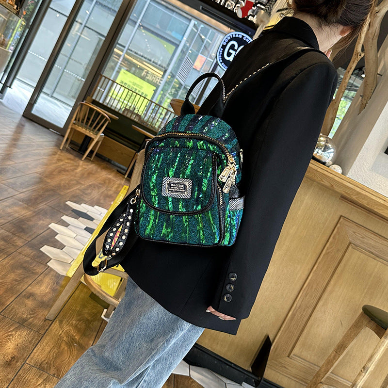 Women's Style Sequin Fashion High Sense Genuine Backpacks
