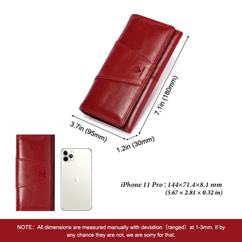 Women's Leather Retro Mobile Clutch First Layer Ladies Wallets