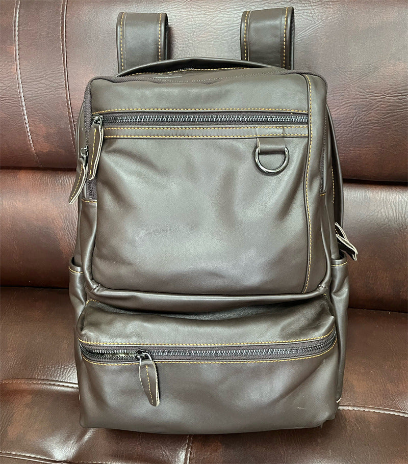 Men's Leather Business First Layer Cowhide Trendy Backpacks