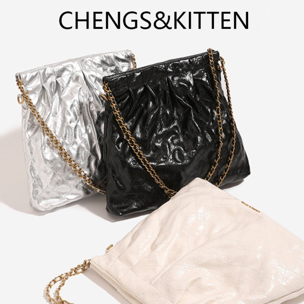 Garbage Genuine Leather Chain Large Capacity Bags
