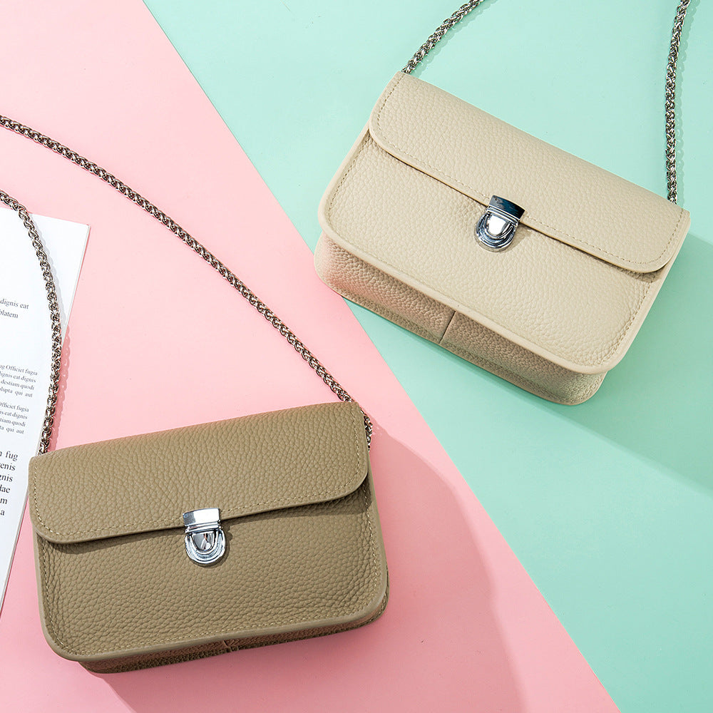 Women's Graceful Leather Horizontal Versatile Chain Bags