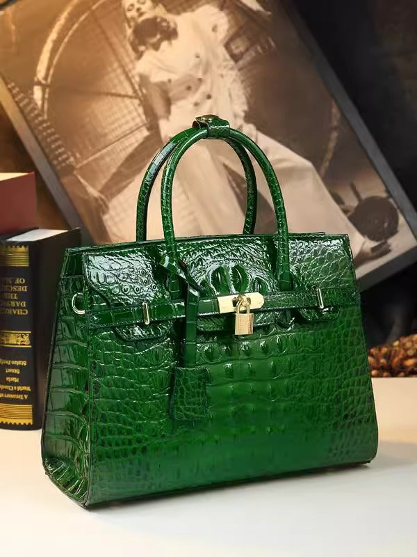 Women's Elegant Crocodile Pattern Big Mother Hard Handbags