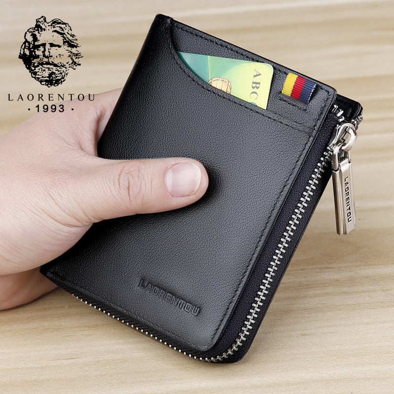 Men's Genuine Leather Short Simple First Layer Men's Wallets