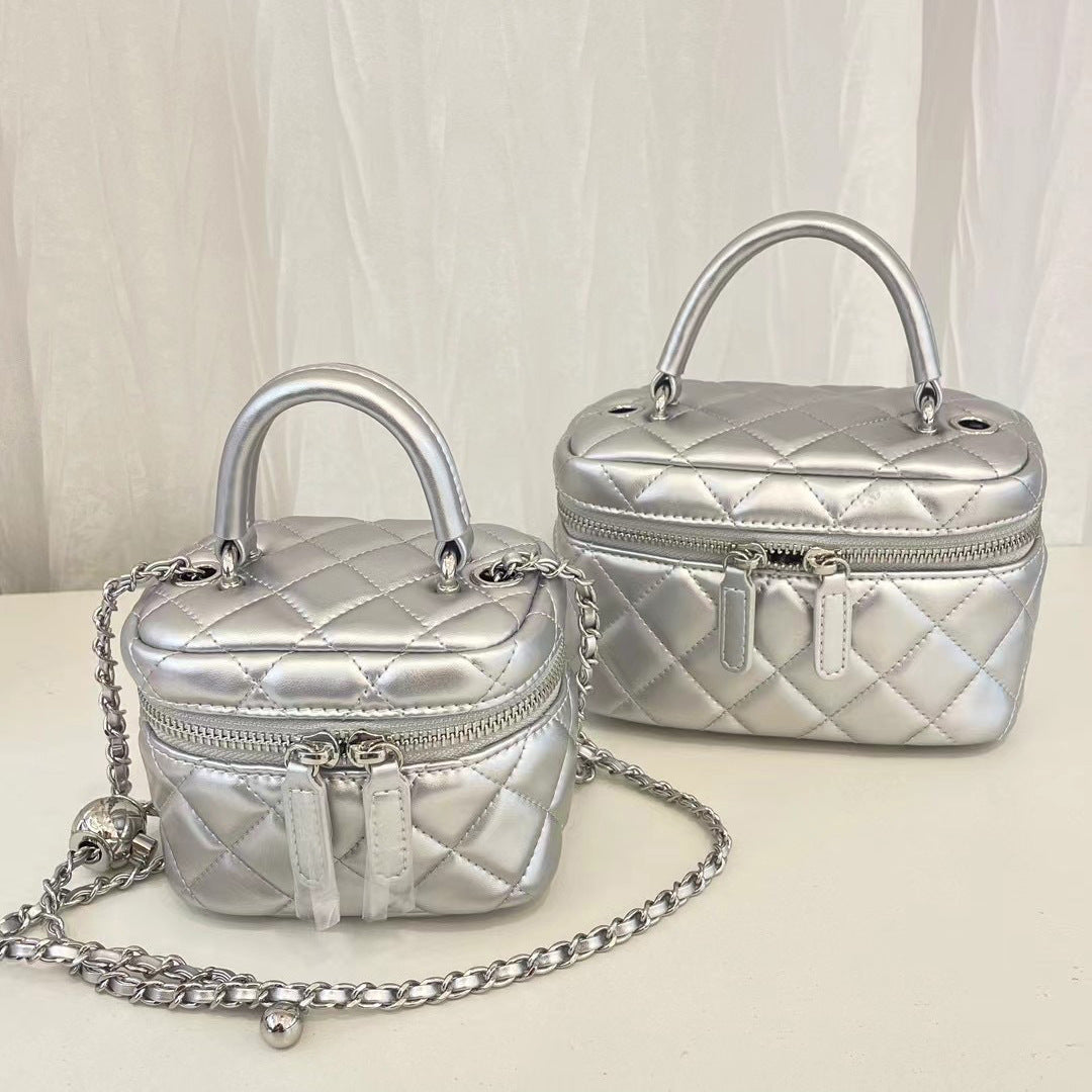 Women's Genuine Leather Style Chain Rhombus Box Crossbody Bags