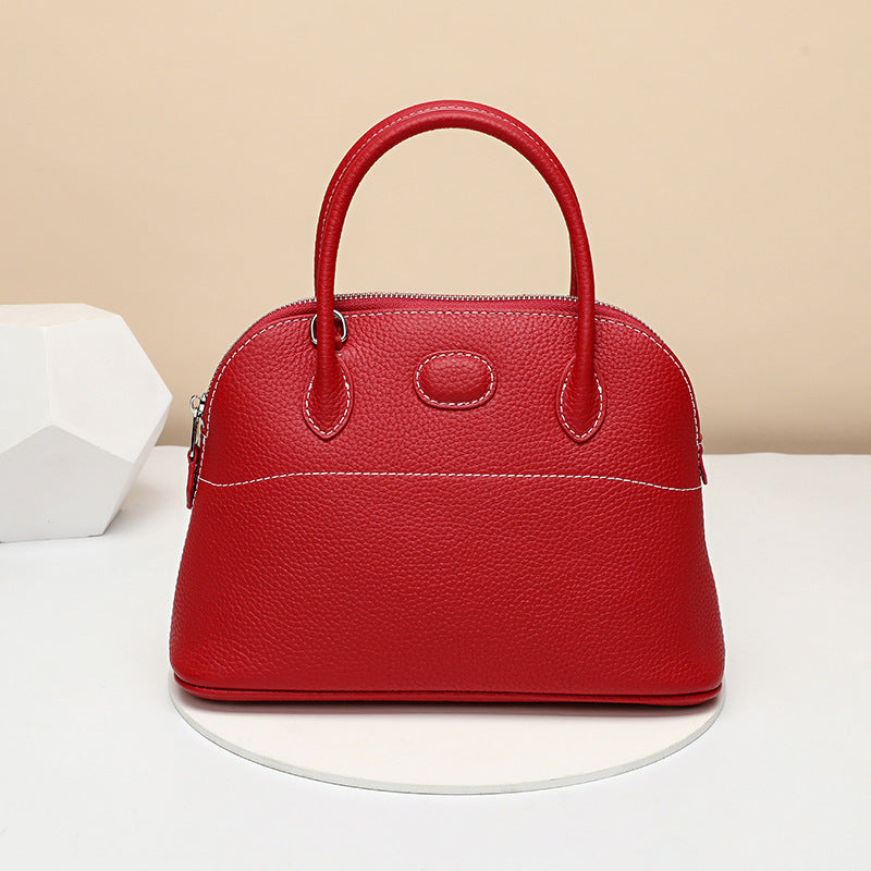 Women's Litchi Pattern First Layer Cowhide Portable Bags