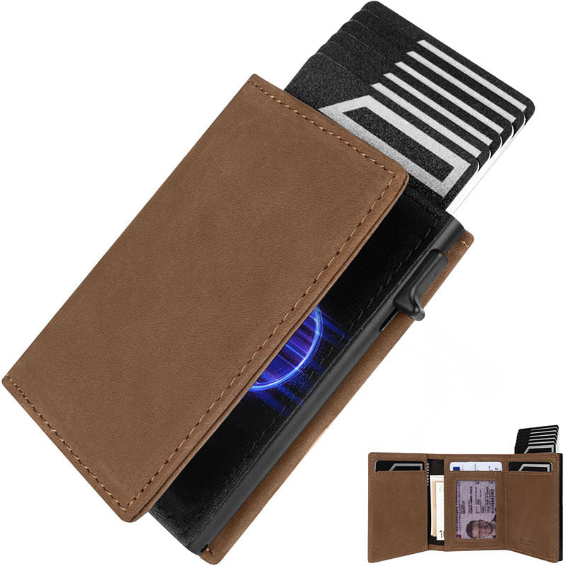 Men's Magnetic Retro Crazy Horse Leather Simple Men's Wallets