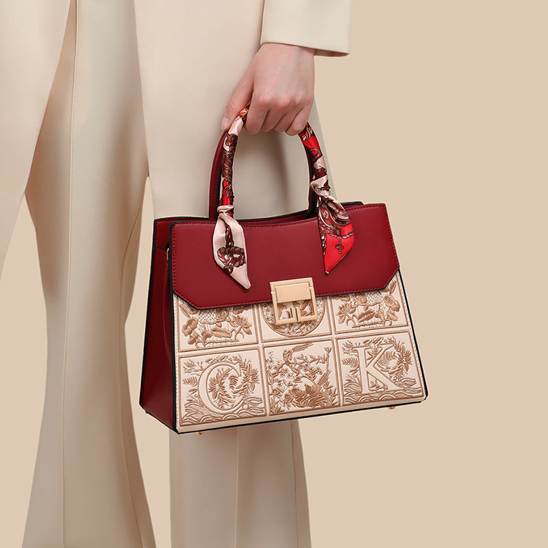 Women's Versatile Genuine Leather Mother High Sense Handbags