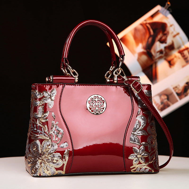 Women's Embroidered Sequined Large Capacity Multi Compartment Handbags