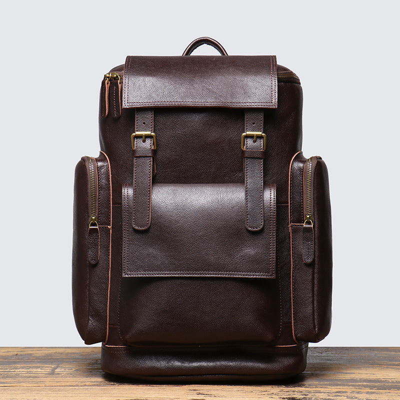 Men's Best-selling Leather Large Capacity Cowhide Multifunctional Backpacks
