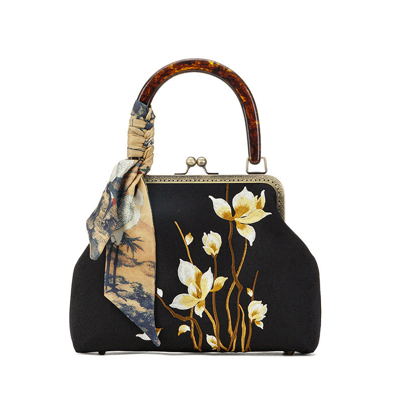 Step-by-step Flower Embroidered Ancient Style Cheongsam Banquet Handbags