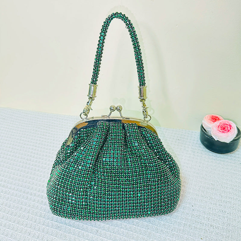 Women's Rhinestone Shell Clip Chain Handmade Dinner Shoulder Bags