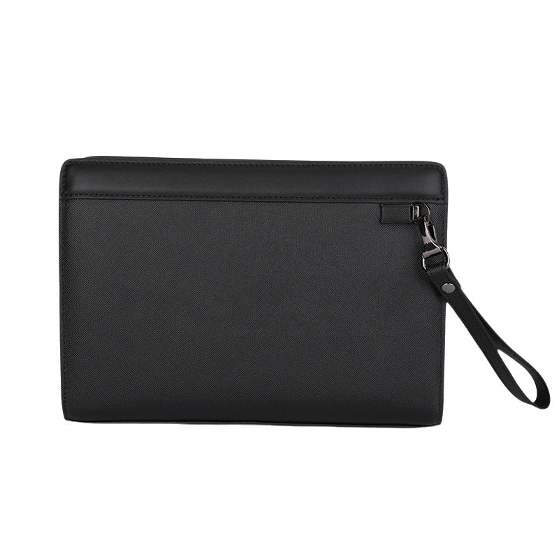 Men's Clutch Leather First Layer Cowhide Cross Pattern Men's Handbags