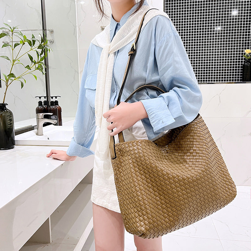 Women's Design Woven Large Capacity Totes Portable Mother Shoulder Bags