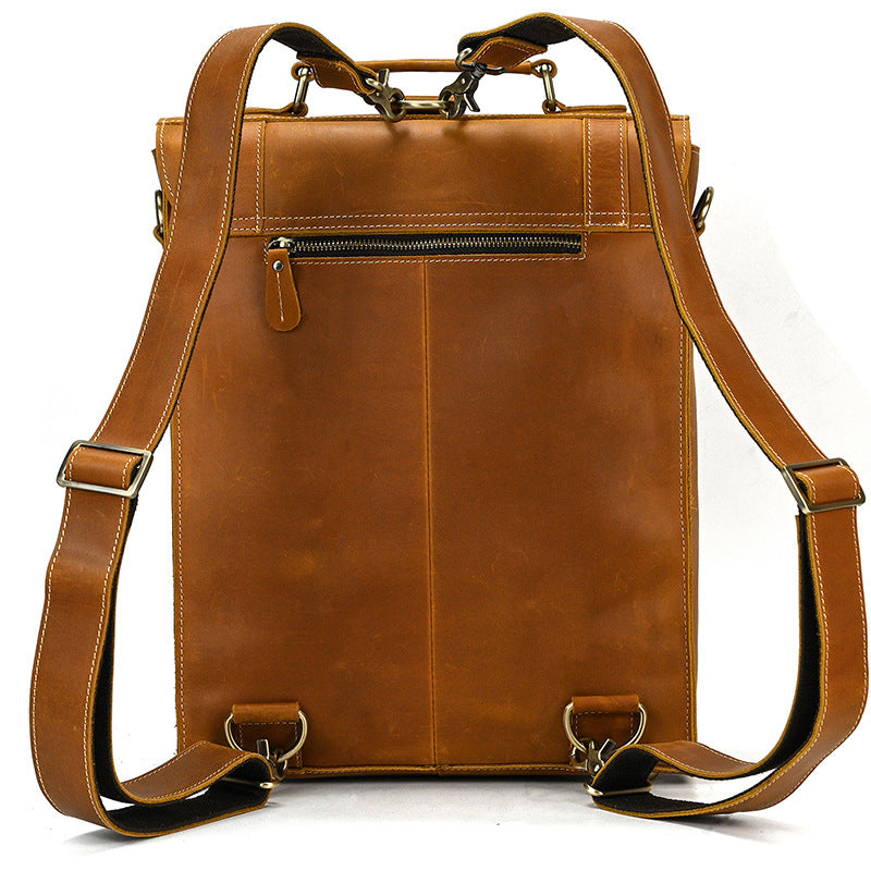 Men's Leather Retro Clamshell Crazy Horse Backpacks