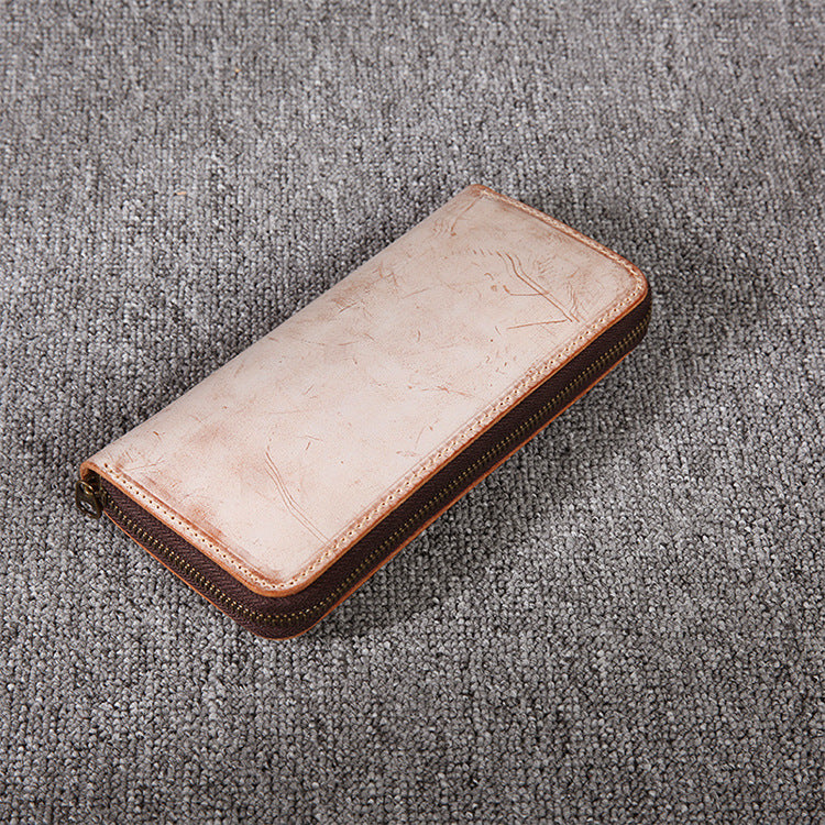Women's & Men's & Genuine Leather Mist Wax Long Men's Wallets