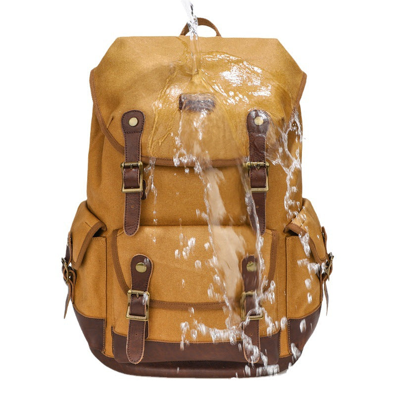 Men's Canvas Vintage Oil Wax Large Capacity Backpacks
