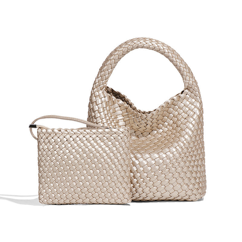 Women's Korean Style Fashionable Woven Pure Color Handbags