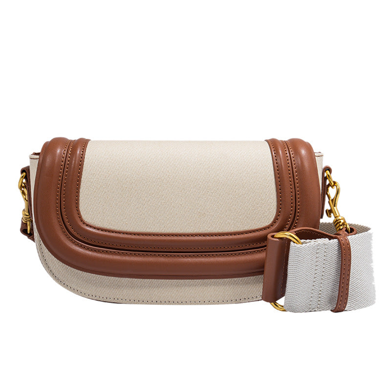 Women's Home Saddle Fashion Broadband Contrast Color Crossbody Bags