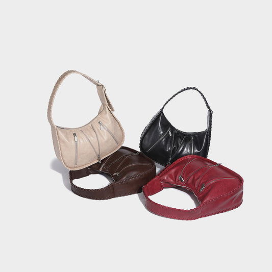 Women's Woven Portable Retro Underarm High-grade Pleated Handbags