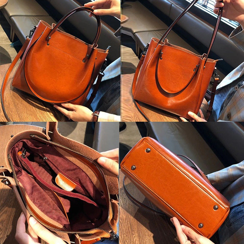 Women's Leather Fashion Large Capacity Portable Design Shoulder Bags