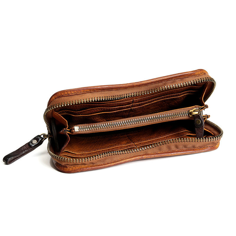 Men's Handmade Retro First Layer Cowhide Washed Men's Wallets