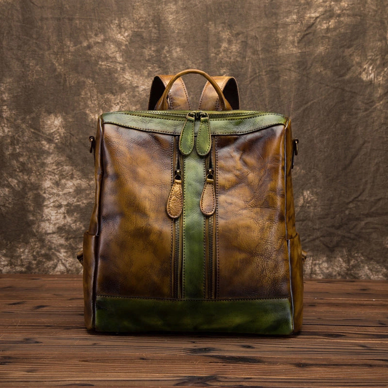 First Layer Cowhide Texture Fashion Color Backpacks