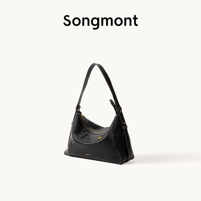 Women's Series Under The Mountain Shallow Carpetbag Vegetable Tanning Leather Armpit Bags