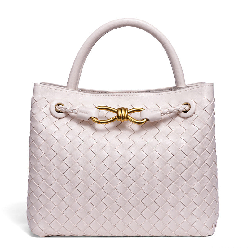 Cool Women's Stylish Bow Hardware Woven Shoulder Bags