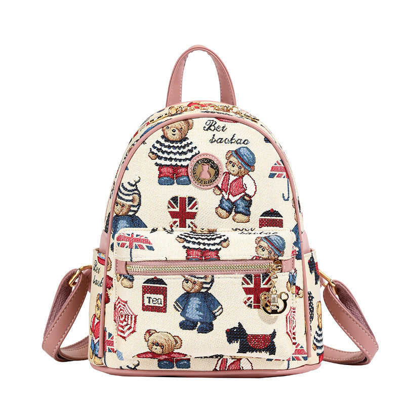 Trendy Cartoon Bear Large Capacity Canvas Bags