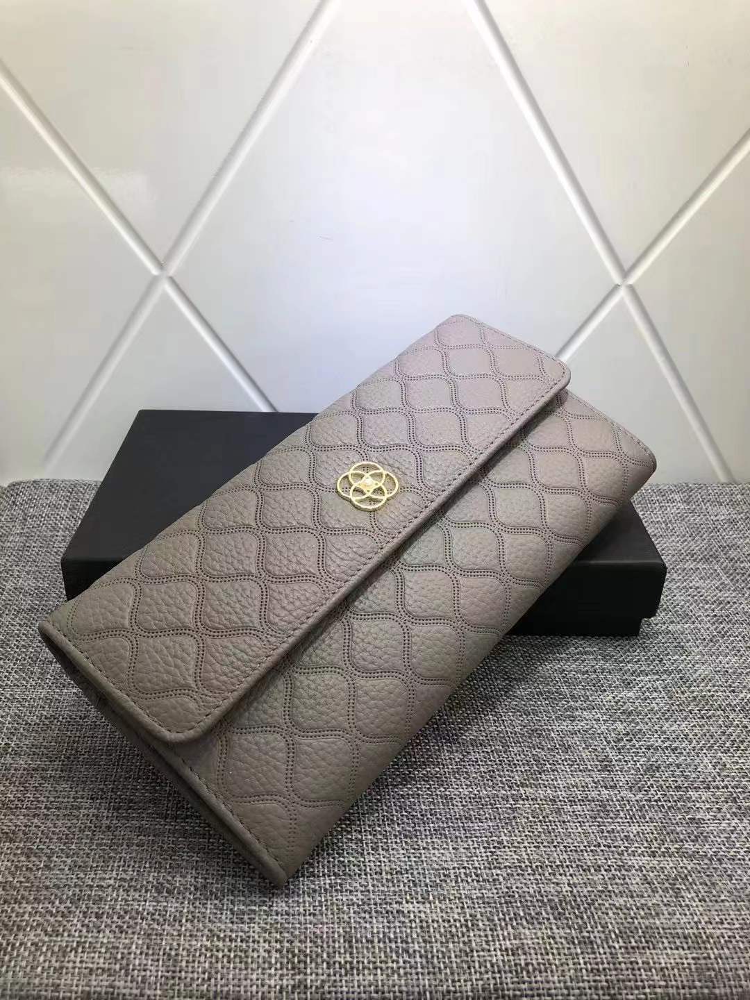 Women's First Layer Cowhide Mid-length Fashion Rhombus Ladies Wallets