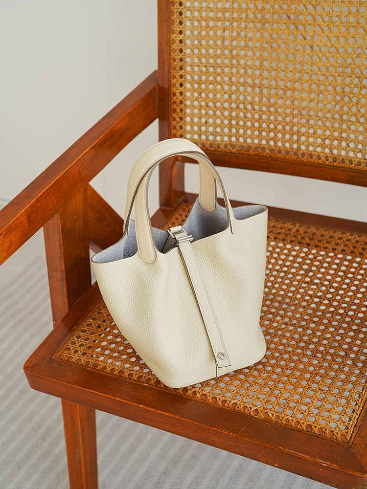 Women's Vegetable Basket Layer Cowhide Leather Versatile Handbags