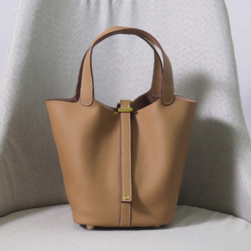Women's Upgraded First Layer Cowhide Gold Vegetable Handbags