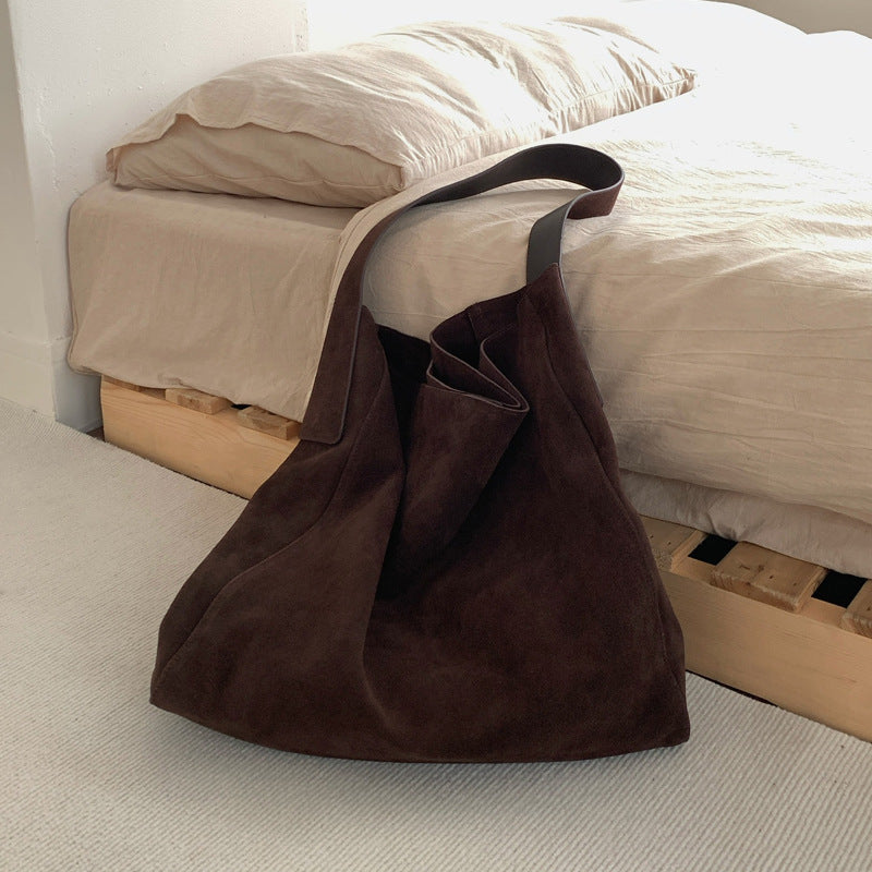 Frosted Leather Underarm Idle Style Large Shoulder Bags