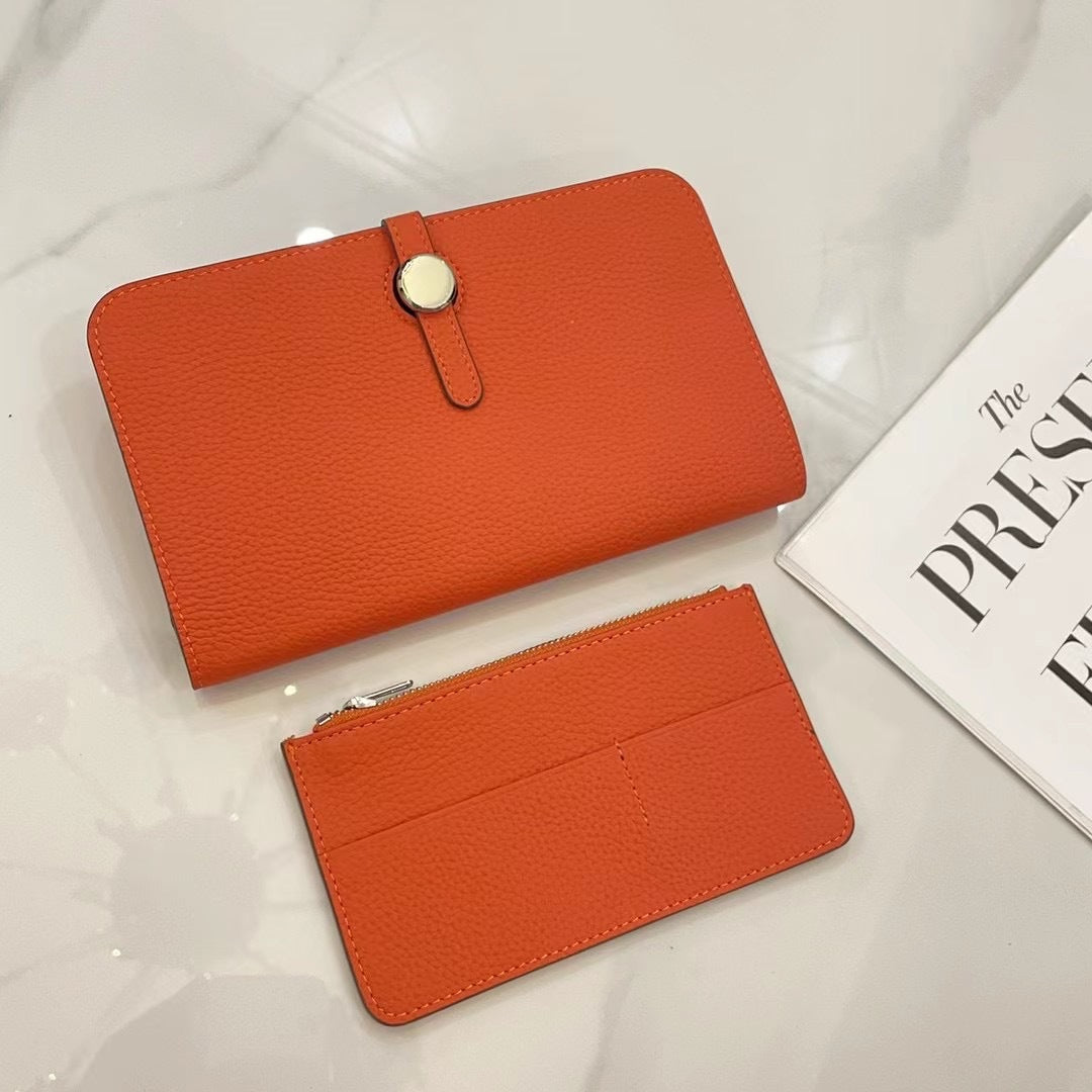 Women's Layer Cowhide Long Folding Large Capacity Genuine Leather Ladies Wallets