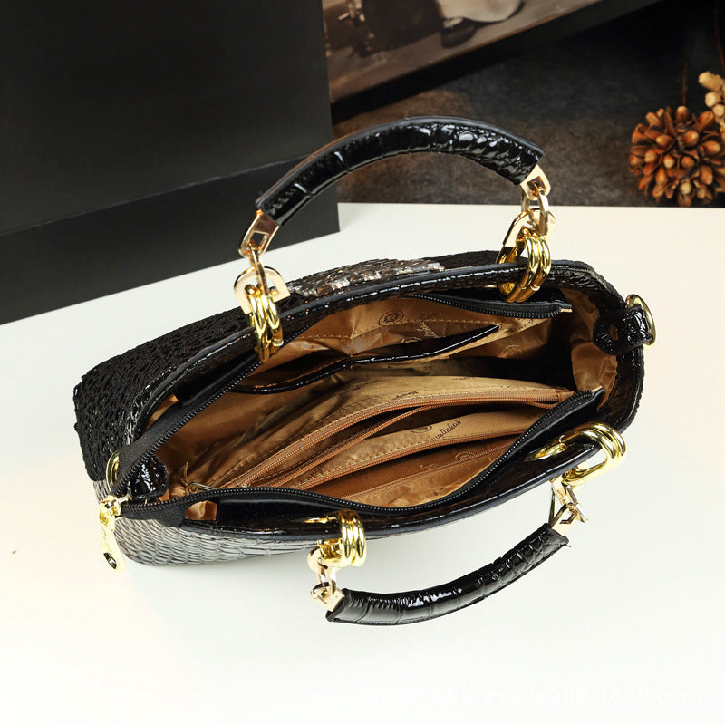 Women's Diamond Lace Crocodile Pattern Wedding Trendy Handbags