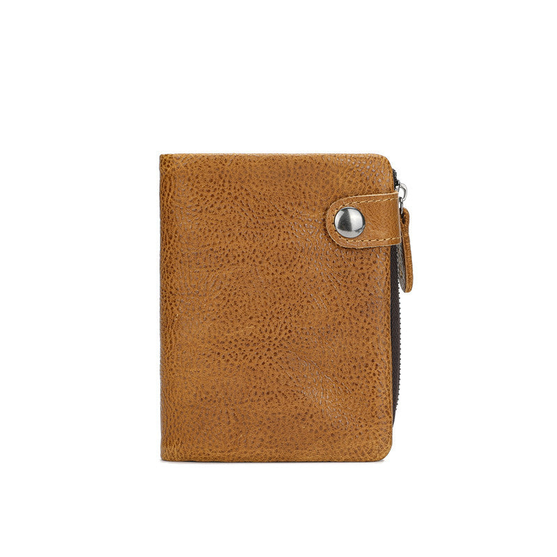 Men's Vegetable Tanned Cowhide Leisure Vertical Green Men's Wallets